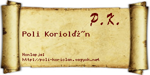 Poli Koriolán névjegykártya